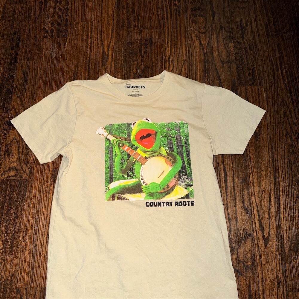 Disney The Muppets Kermit the Frog Country Roots Banjo T-Shirt Beige L